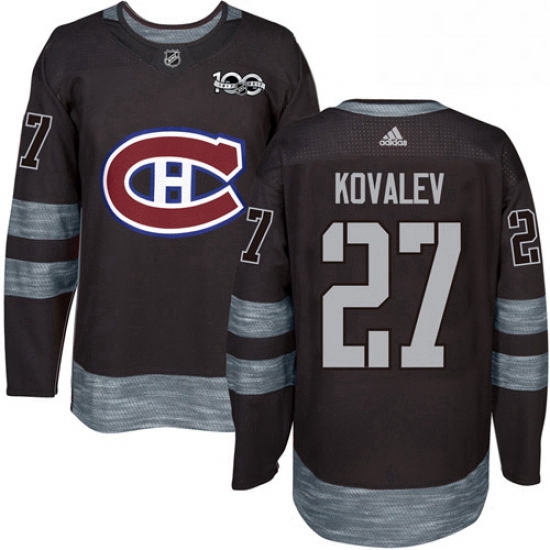 Mens Adidas Montreal Canadiens 27 Alexei Kovalev Authentic Black 1917 2017 100th Anniversary NHL Jer