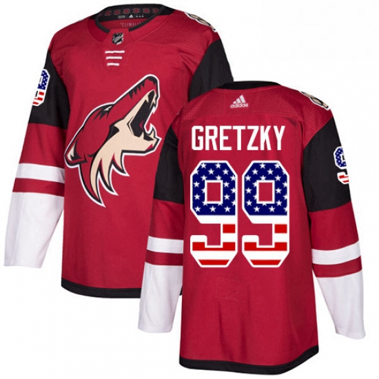 Mens Adidas Arizona Coyotes 99 Wayne Gretzky Authentic Red USA Flag Fashion NHL Jersey