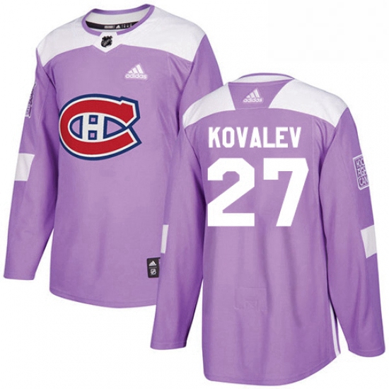 Mens Adidas Montreal Canadiens 27 Alexei Kovalev Authentic Purple Fights Cancer Practice NHL Jersey