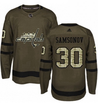 Mens Adidas Washington Capitals 30 Ilya Samsonov Authentic Green Salute to Service NHL Jersey