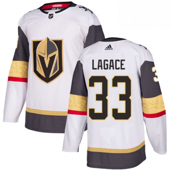 Mens Adidas Vegas Golden Knights 33 Maxime Lagace Authentic White Away NHL Jersey