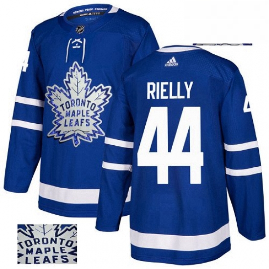 Mens Adidas Toronto Maple Leafs 44 Morgan Rielly Authentic Royal Blue Fashion Gold NHL Jersey