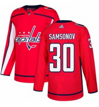 Mens Adidas Washington Capitals 30 Ilya Samsonov Authentic Red Home NHL Jersey