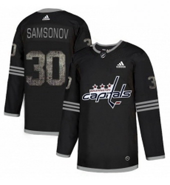 Mens Adidas Washington Capitals 30 Ilya Samsonov Black 1 Authentic Classic Stitched NHL Jersey