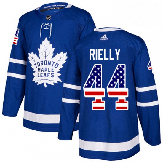 Mens Adidas Toronto Maple Leafs 44 Morgan Rielly Authentic Royal Blue USA Flag Fashion NHL Jersey