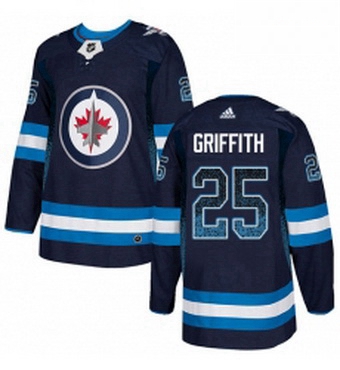 Mens Adidas Winnipeg Jets 25 Seth Griffith Authentic Navy Blue Drift Fashion NHL Jersey