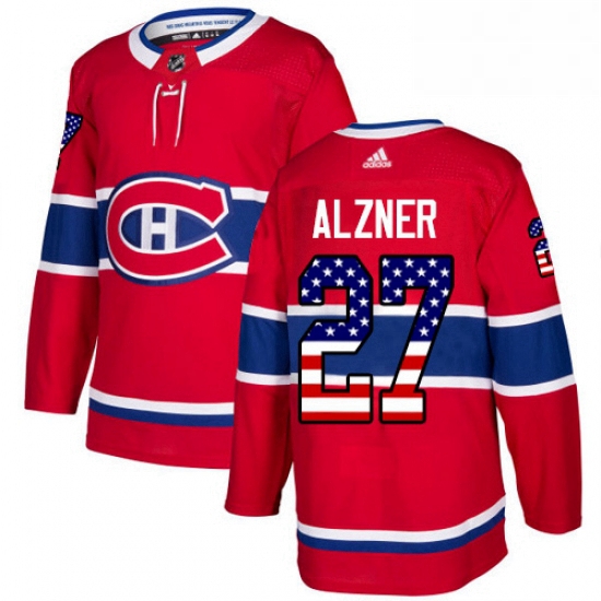 Mens Adidas Montreal Canadiens 27 Karl Alzner Authentic Red USA Flag Fashion NHL Jersey