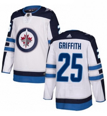 Mens Adidas Winnipeg Jets 25 Seth Griffith Authentic White Away NHL Jersey