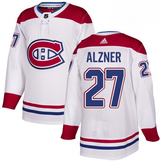 Mens Adidas Montreal Canadiens 27 Karl Alzner Authentic White Away NHL Jersey