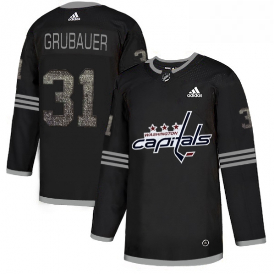 Mens Adidas Washington Capitals 31 Philipp Grubauer Black 1 Authentic Classic Stitched NHL Jersey