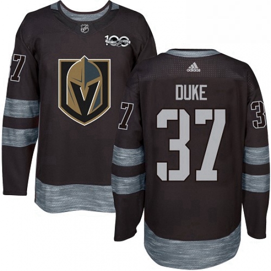 Mens Adidas Vegas Golden Knights 37 Reid Duke Authentic Black 1917 2017 100th Anniversary NHL Jersey