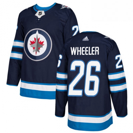 Mens Adidas Winnipeg Jets 26 Blake Wheeler Authentic Navy Blue Home NHL Jersey