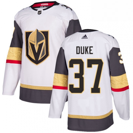 Mens Adidas Vegas Golden Knights 37 Reid Duke Authentic White Away NHL Jersey