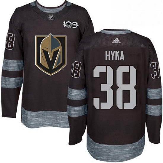 Mens Adidas Vegas Golden Knights 38 Tomas Hyka Authentic Black 1917 2017 100th Anniversary NHL Jerse