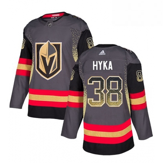 Mens Adidas Vegas Golden Knights 38 Tomas Hyka Authentic Black Drift Fashion NHL Jersey