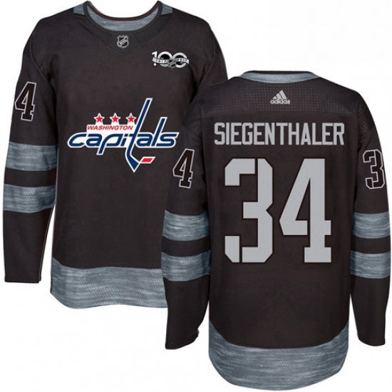 Mens Adidas Washington Capitals 34 Jonas Siegenthaler Authentic Black 1917 2017 100th Anniversary NH