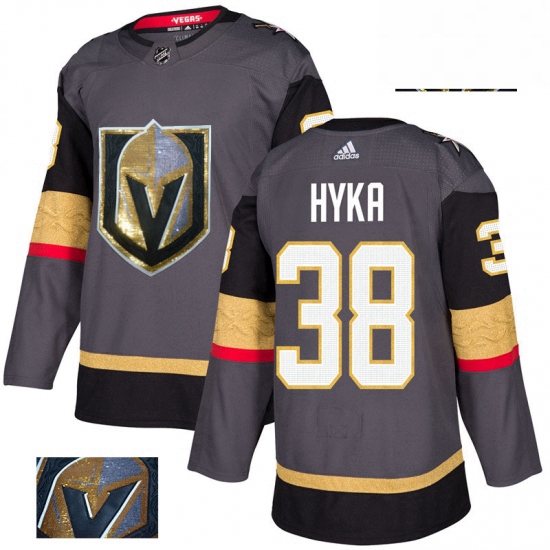 Mens Adidas Vegas Golden Knights 38 Tomas Hyka Authentic Gray Fashion Gold NHL Jersey