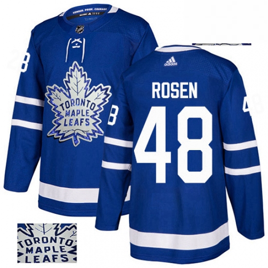 Mens Adidas Toronto Maple Leafs 48 Calle Rosen Authentic Royal Blue Fashion Gold NHL Jersey