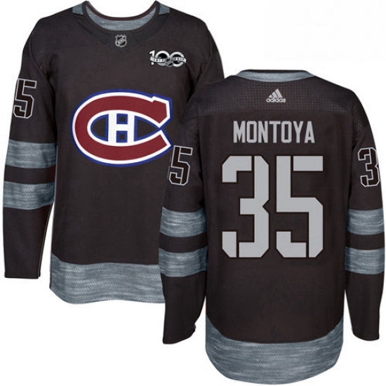 Mens Adidas Montreal Canadiens 35 Al Montoya Authentic Black 1917 2017 100th Anniversary NHL Jersey