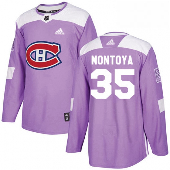 Mens Adidas Montreal Canadiens 35 Al Montoya Authentic Purple Fights Cancer Practice NHL Jersey