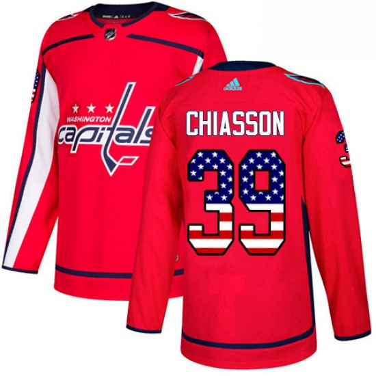 Mens Adidas Washington Capitals 39 Alex Chiasson Authentic Red USA Flag Fashion NHL Jersey