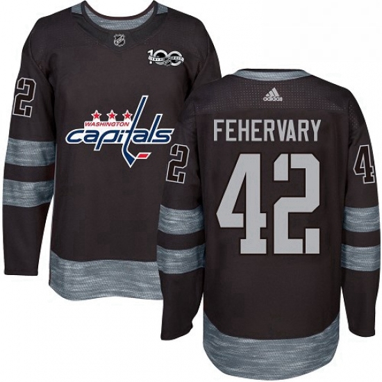 Mens Adidas Washington Capitals 42 Martin Fehervary Authentic Black 1917 2017 100th Anniversary NHL 