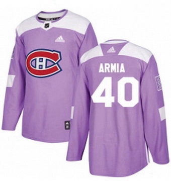 Mens Adidas Montreal Canadiens 40 Joel Armia Authentic Purple Fights Cancer Practice NHL Jersey