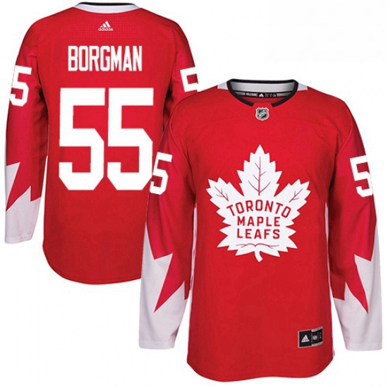 Mens Adidas Toronto Maple Leafs 55 Andreas Borgman Authentic Red