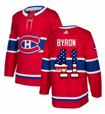 Mens Adidas Montreal Canadiens 41 Paul Byron Authentic Red USA Flag Fashion NHL Jersey