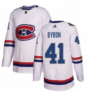 Mens Adidas Montreal Canadiens 41 Paul Byron Authentic White 2017 100 Classic NHL Jersey