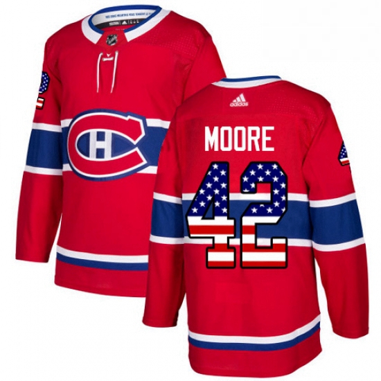 Mens Adidas Montreal Canadiens 42 Dominic Moore Authentic Red USA Flag Fashion NHL Jersey