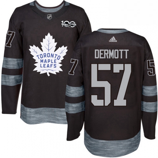 Mens Adidas Toronto Maple Leafs 57 Travis Dermott Authentic Black 1917 2017 100th Anniversary NHL Je