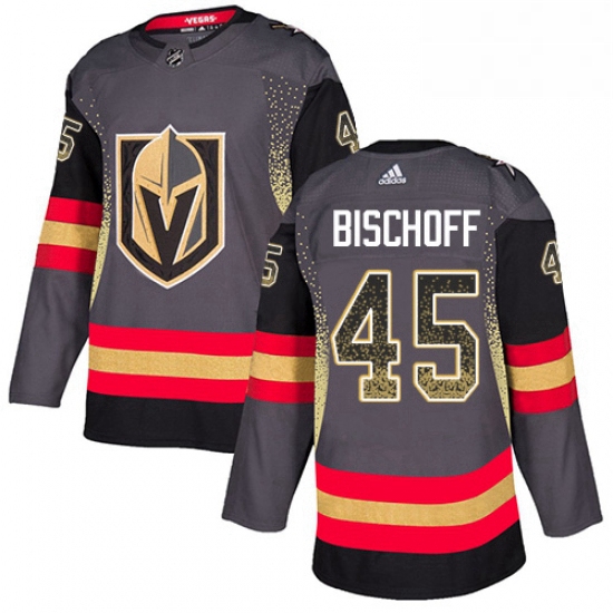 Mens Adidas Vegas Golden Knights 45 Jake Bischoff Authentic Black Drift Fashion NHL Jersey