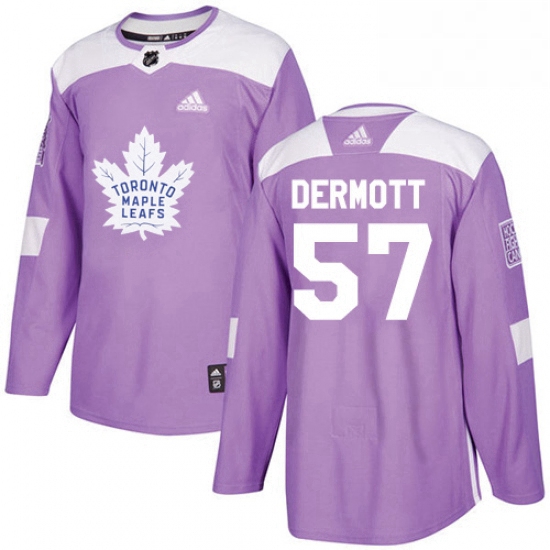 Mens Adidas Toronto Maple Leafs 57 Travis Dermott Authentic Purple Fights Cancer Practice NHL Jersey