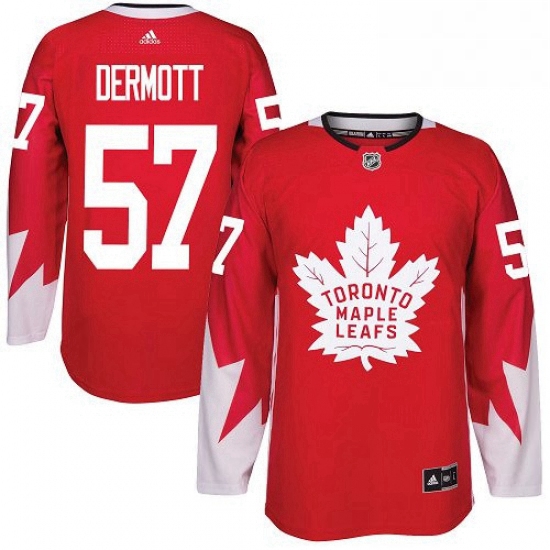 Mens Adidas Toronto Maple Leafs 57 Travis Dermott Authentic Red Alternate NHL Jersey