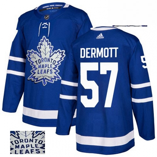 Mens Adidas Toronto Maple Leafs 57 Travis Dermott Authentic Royal Blue Fashion Gold NHL Jersey