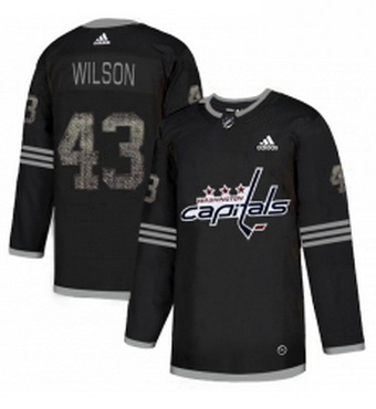 Mens Adidas Washington Capitals 43 Tom Wilson Black 1 Authentic Classic Stitched NHL Jersey