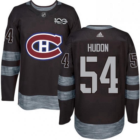 Mens Adidas Montreal Canadiens 54 Charles Hudon Authentic Black 1917 2017 100th Anniversary NHL Jers