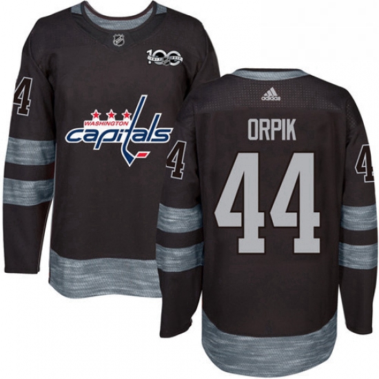 Mens Adidas Washington Capitals 44 Brooks Orpik Authentic Black 1917 2017 100th Anniversary NHL Jers