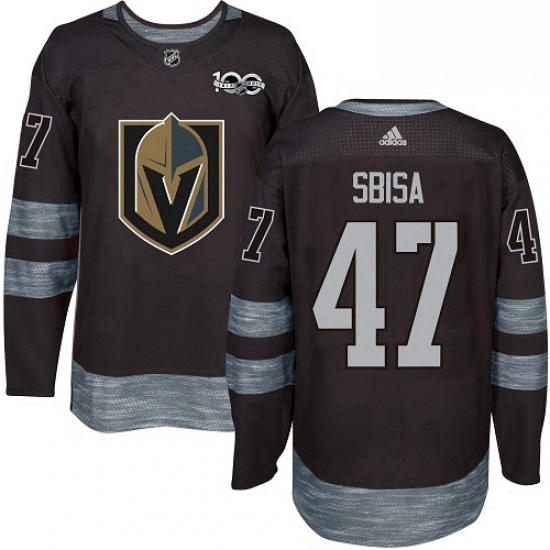 Mens Adidas Vegas Golden Knights 47 Luca Sbisa Authentic Black 1917 2017 100th Anniversary NHL Jerse