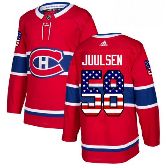 Mens Adidas Montreal Canadiens 58 Noah Juulsen Authentic Red USA Flag Fashion NHL Jersey