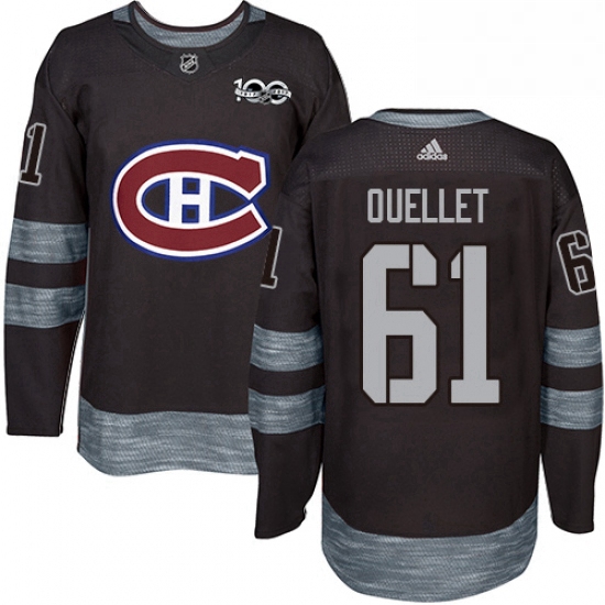 Mens Adidas Montreal Canadiens 61 Xavier Ouellet Authentic Black 1917 2017 100th Anniversary NHL Jer