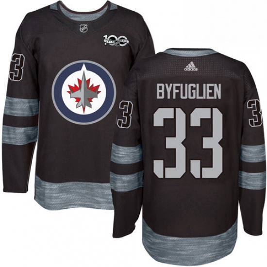 Mens Adidas Winnipeg Jets 33 Dustin Byfuglien Authentic Black 1917 2017 100th Anniversary NHL Jersey