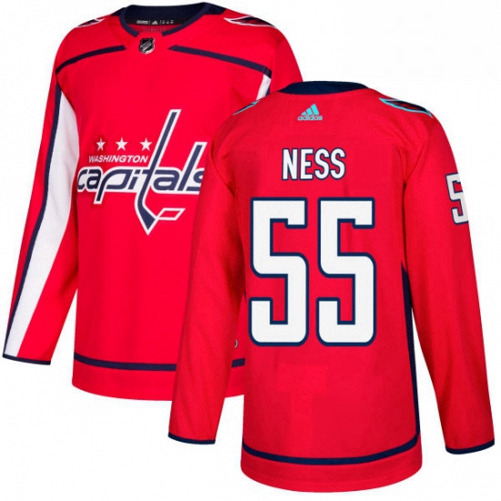 Mens Adidas Washington Capitals 55 Aaron Ness Premier Red Home NHL Jersey