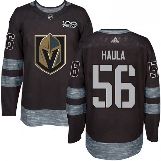 Mens Adidas Vegas Golden Knights 56 Erik Haula Authentic Black 1917 2017 100th Anniversary NHL Jerse