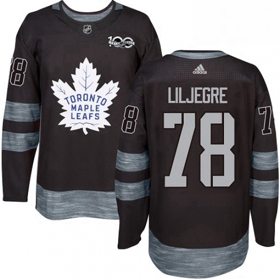 Mens Adidas Toronto Maple Leafs 78 Timothy Liljegren Authentic Black 1917 2017 100th Anniversary NHL