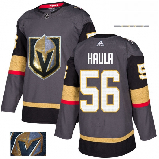 Mens Adidas Vegas Golden Knights 56 Erik Haula Authentic Gray Fashion Gold NHL Jersey