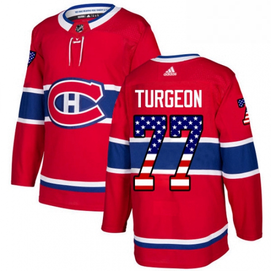 Mens Adidas Montreal Canadiens 77 Pierre Turgeon Authentic Red USA Flag Fashion NHL Jersey