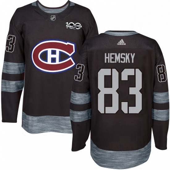 Mens Adidas Montreal Canadiens 83 Ales Hemsky Authentic Black 1917 2017 100th Anniversary NHL Jersey