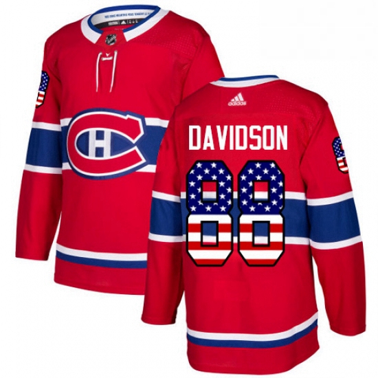 Mens Adidas Montreal Canadiens 88 Brandon Davidson Authentic Red USA Flag Fashion NHL Jersey